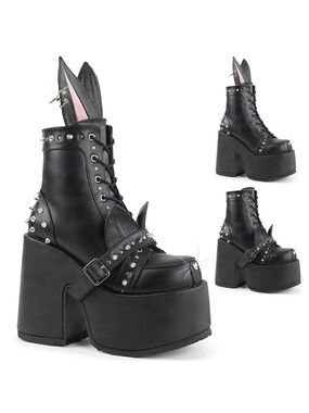 Demonia Camel Chunky Platform Goth Punk Kitty Kat Bunny Ankle Boots